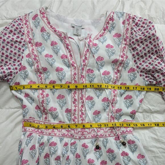 NWT HAUTE HIPPIE White & Pink Boho Floral Long Sleeve Dress Size Small - Picture 7 of 9